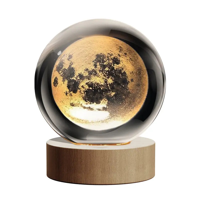 Glass Globe Space Theme Desk Lamp, Nightlight Astrology Room Decoration