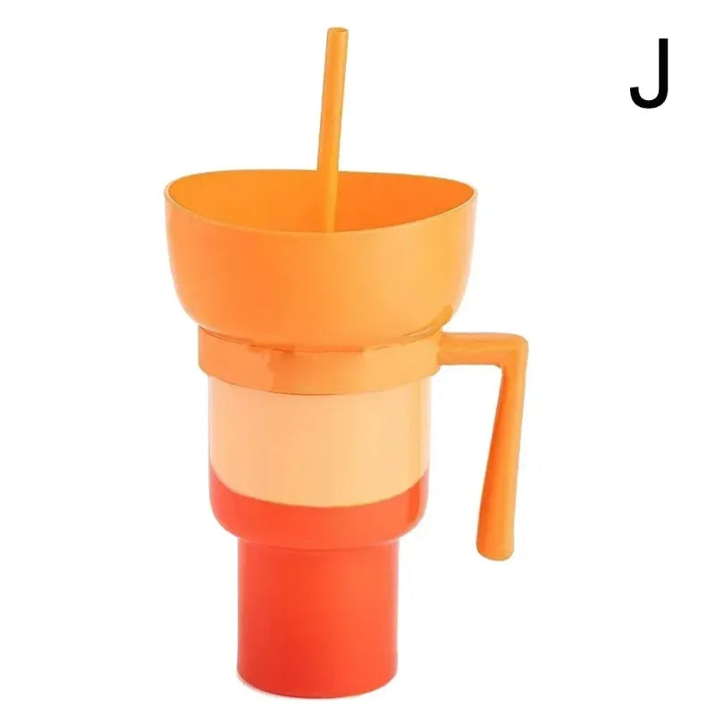  2 in 1 Snack Cup, Integrated Beverage Cup with Handle, Portable Cup