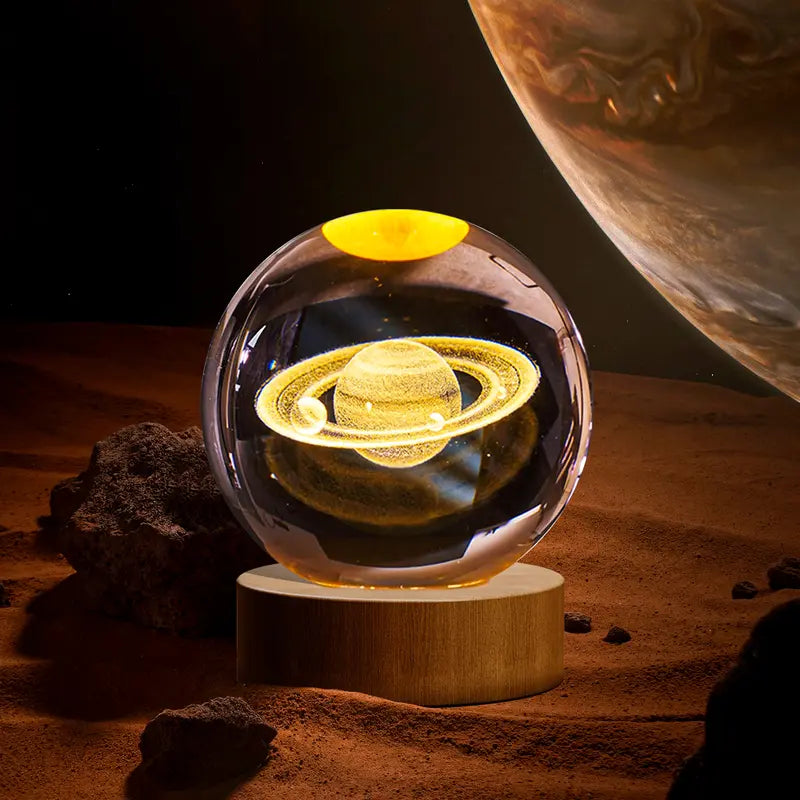 Glass Globe Space Theme Desk Lamp, Nightlight Astrology Room Decoration