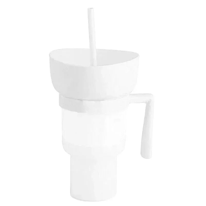  2 in 1 Snack Cup, Integrated Beverage Cup with Handle, Portable Cup