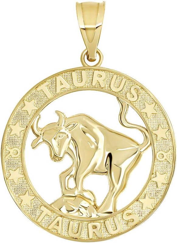 10K Yellow Gold Zodiac Sun Sign Symbol Pendant 