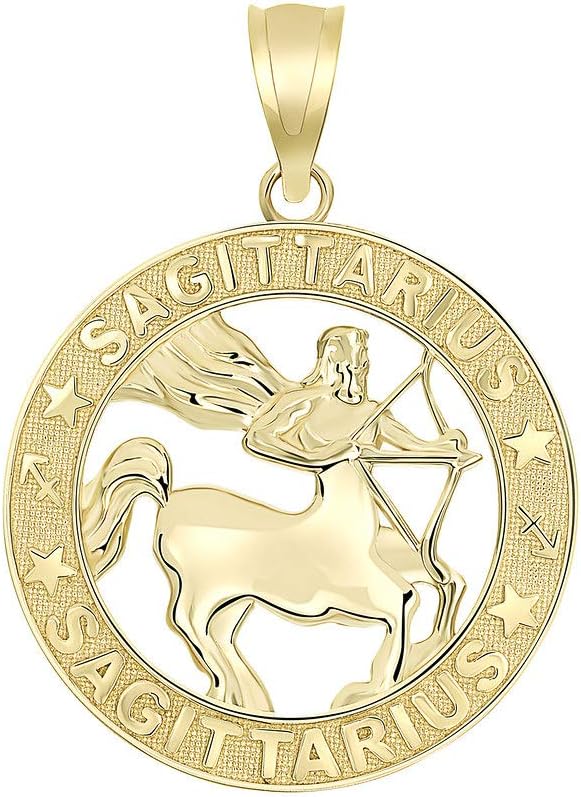 10K Yellow Gold Zodiac Sun Sign Symbol Pendant 