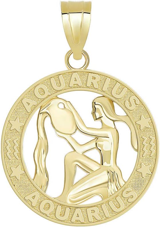 10K Yellow Gold Zodiac Sun Sign Symbol Pendant 