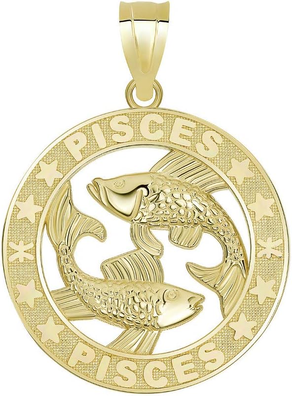 10K Yellow Gold Zodiac Sun Sign Symbol Pendant 