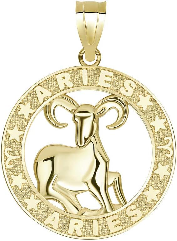 10K Yellow Gold Zodiac Sun Sign Symbol Pendant 