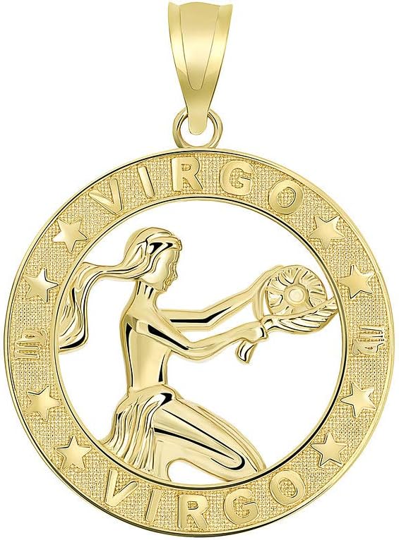 10K Yellow Gold Zodiac Sun Sign Symbol Pendant 