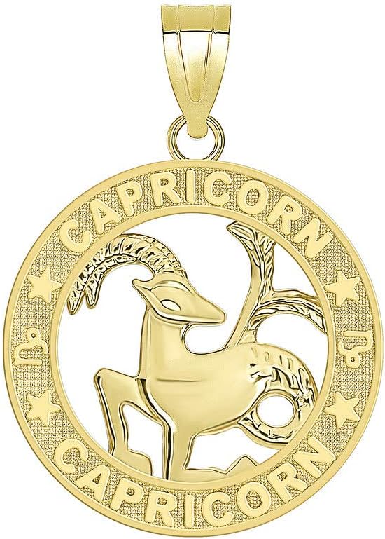 10K Yellow Gold Zodiac Sun Sign Symbol Pendant 