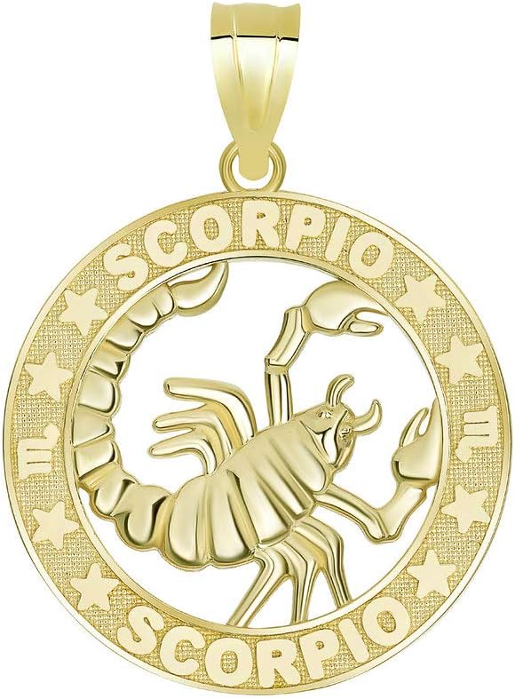 10K Yellow Gold Zodiac Sun Sign Symbol Pendant 