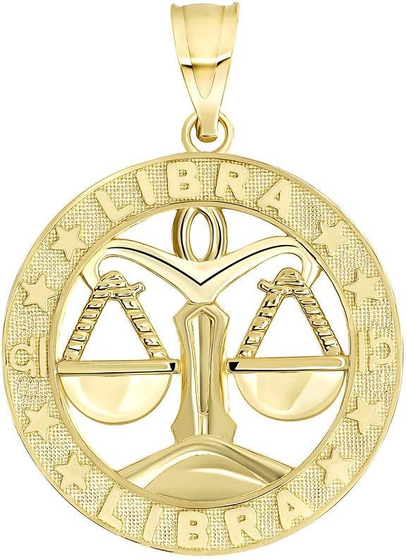 10K Yellow Gold Zodiac Sun Sign Symbol Pendant 