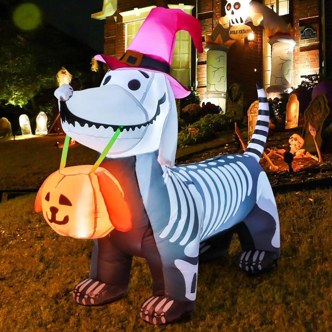 Halloween Inflatable 5.7 FT Skeleton Dog 