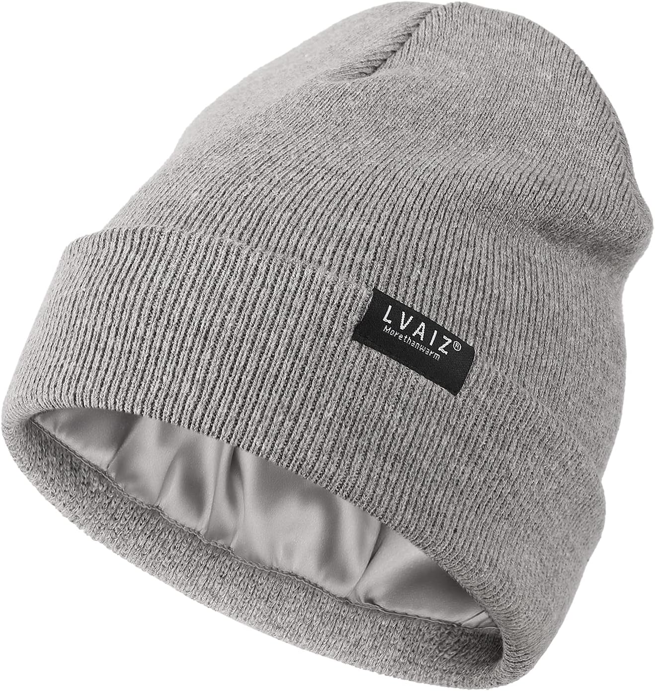 Unisex Satin Lined Beanie Hats for Knitted Watch Hat with Silk Lining Solid Skull Cap