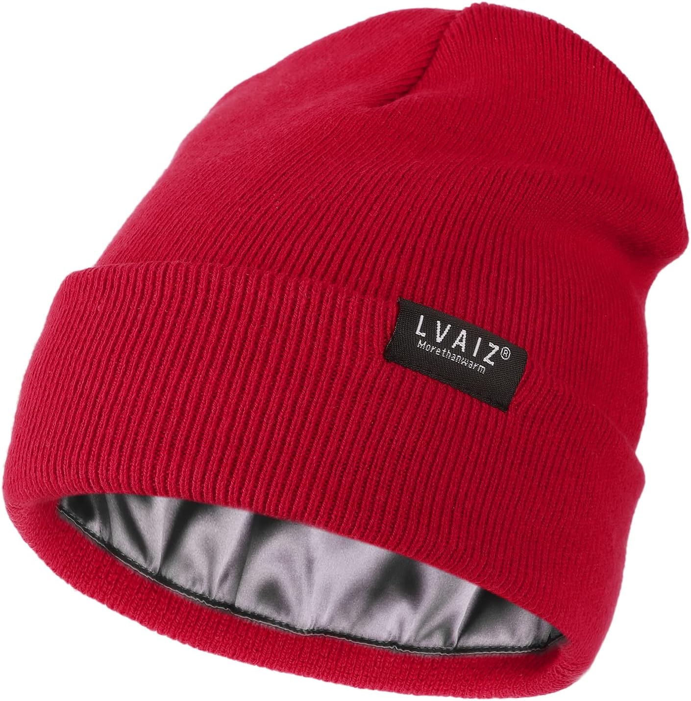 Unisex Satin Lined Beanie Hats for Knitted Watch Hat with Silk Lining Solid Skull Cap