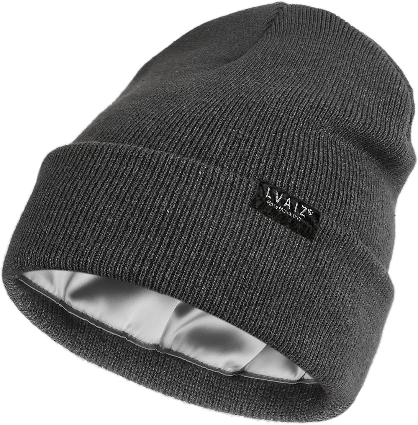 Unisex Satin Lined Beanie Hats for Knitted Watch Hat with Silk Lining Solid Skull Cap