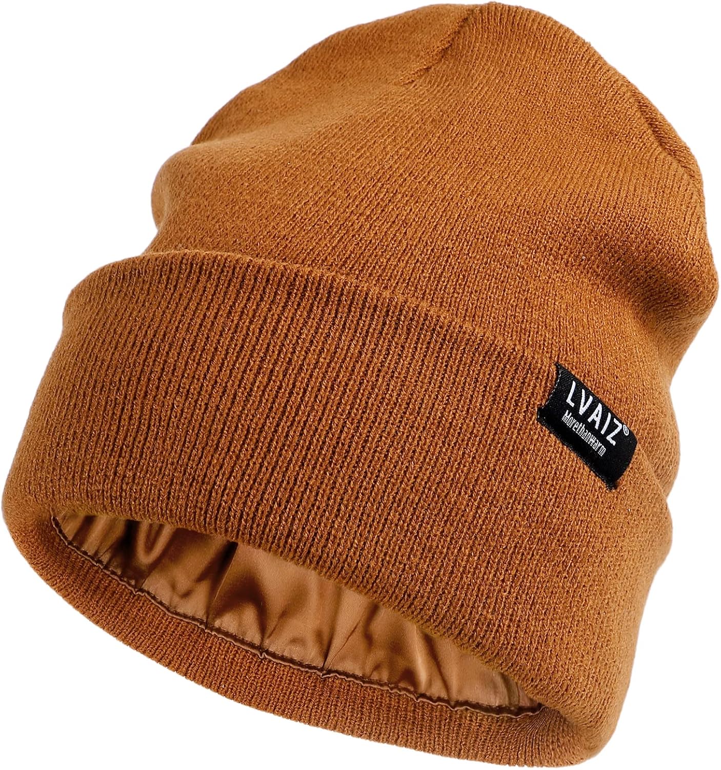 Unisex Satin Lined Beanie Hats for Knitted Watch Hat with Silk Lining Solid Skull Cap