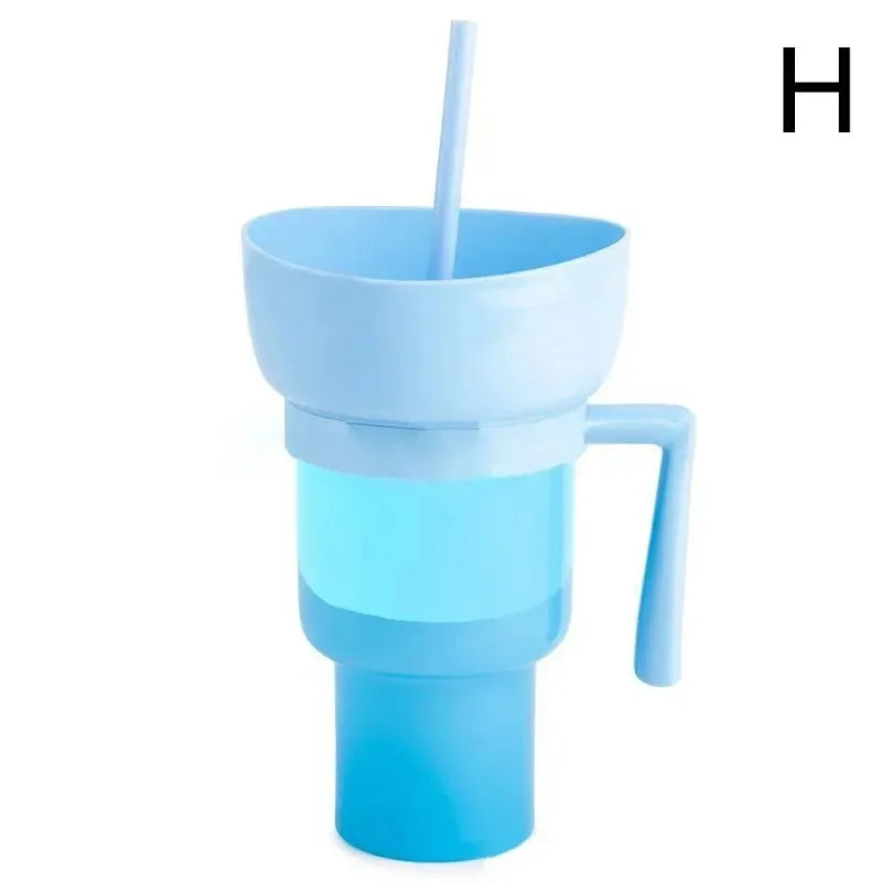  2 in 1 Snack Cup, Integrated Beverage Cup with Handle, Portable Cup