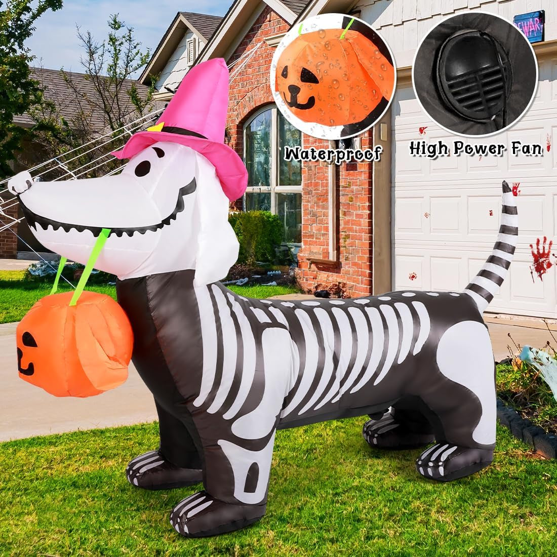 Halloween Inflatable 5.7 FT Skeleton Dog 