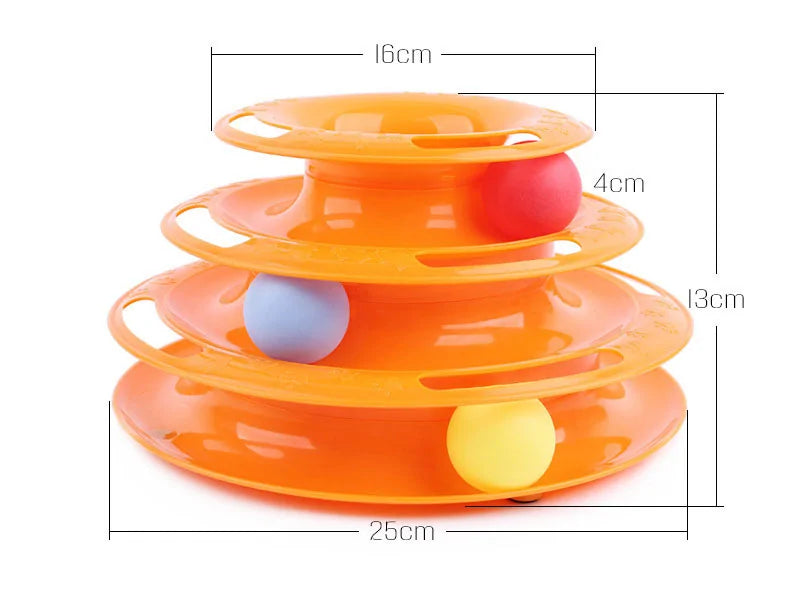 Three Levels Pet Cat Toy Tower Tracks Disc