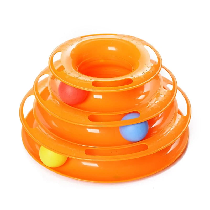 Three Levels Pet Cat Toy Tower Tracks Disc