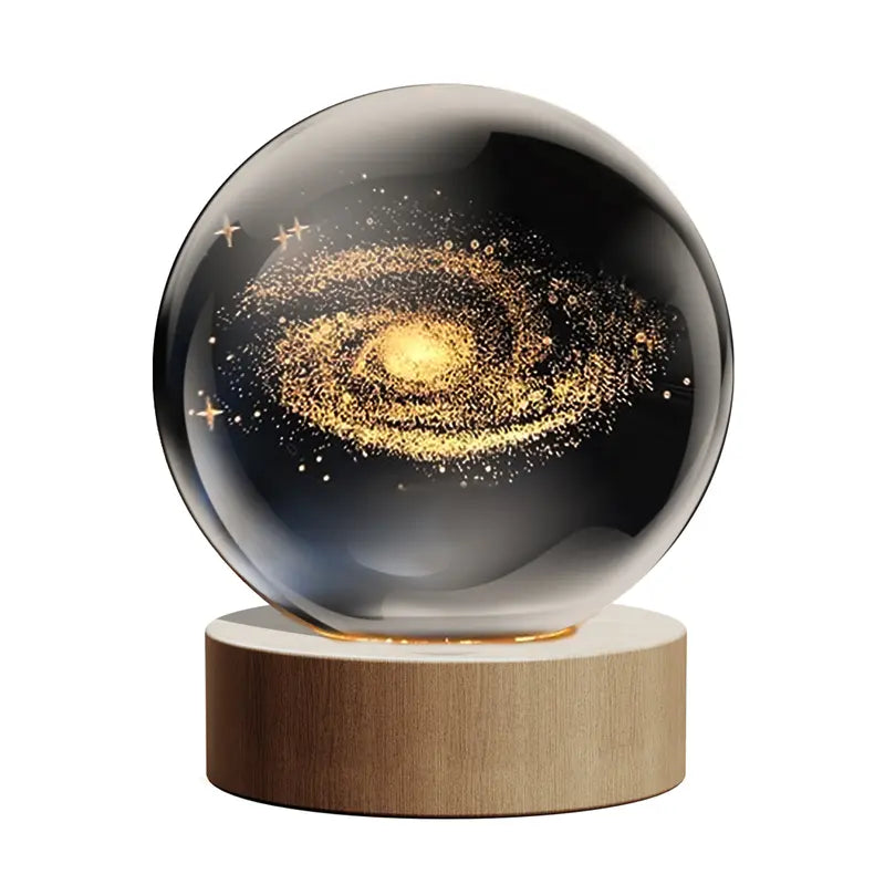 Glass Globe Space Theme Desk Lamp, Nightlight Astrology Room Decoration