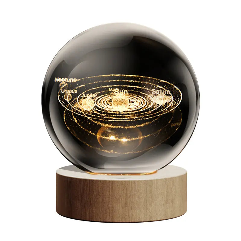 Glass Globe Space Theme Desk Lamp, Nightlight Astrology Room Decoration