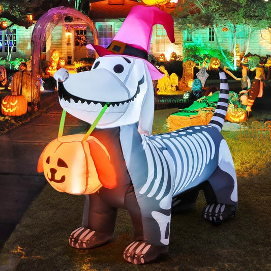 Halloween Inflatable 5.7 FT Skeleton Dog 