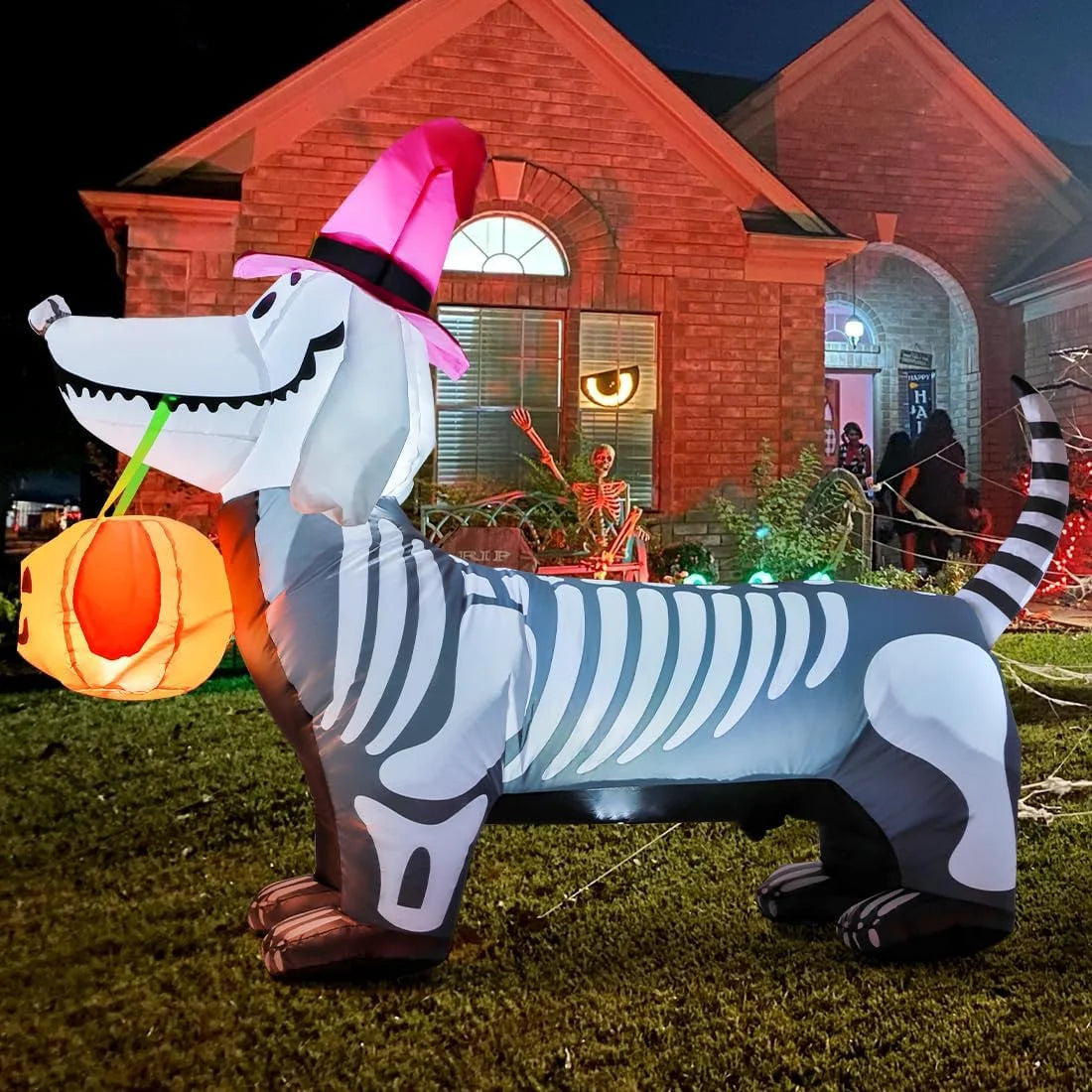 Halloween Inflatable 5.7 FT Skeleton Dog 