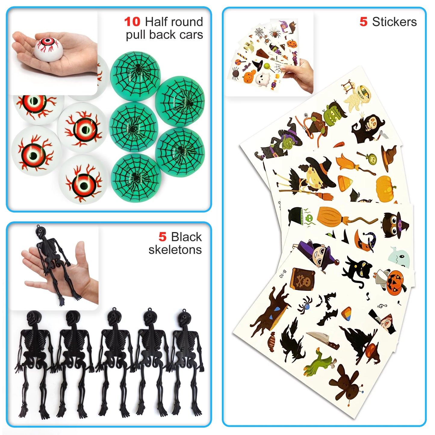 Halloween Goodie Bag Fillers 100 Pcs, Halloween Prizes & Toys