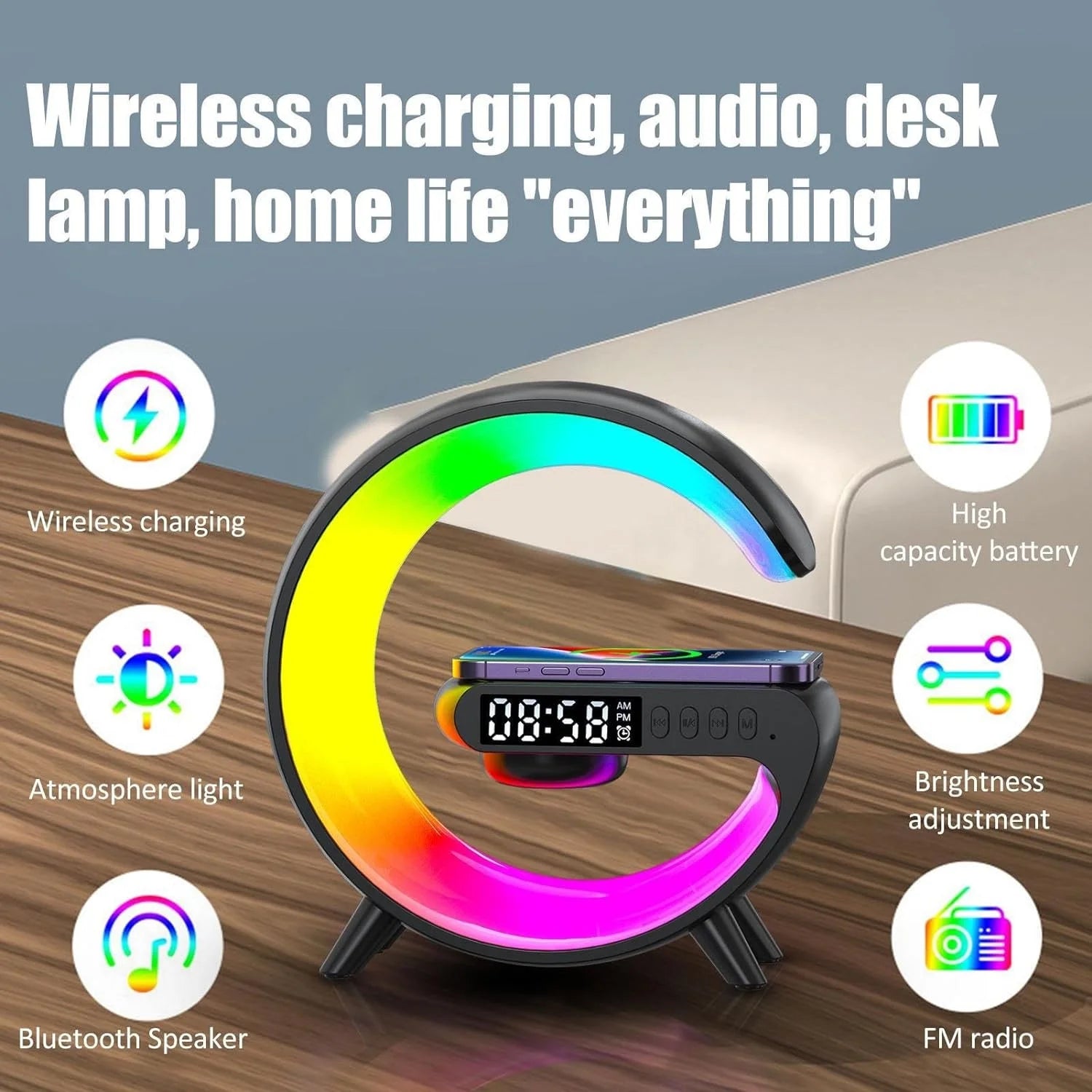 Wireless Lamp Bluetooth Speaker Music Clock Alarm