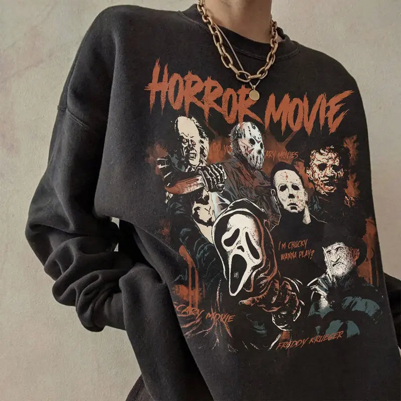 Movie Halloween Unisex Vintage Sweatshirt, Retro 90S Movies Halloween Shirt