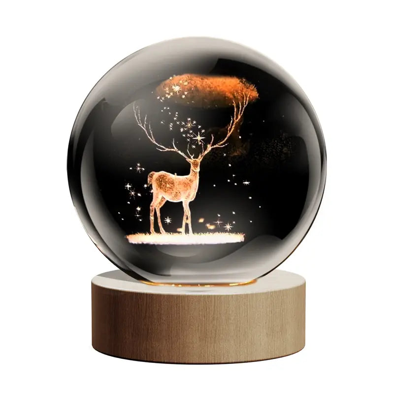 Glass Globe Space Theme Desk Lamp, Nightlight Astrology Room Decoration